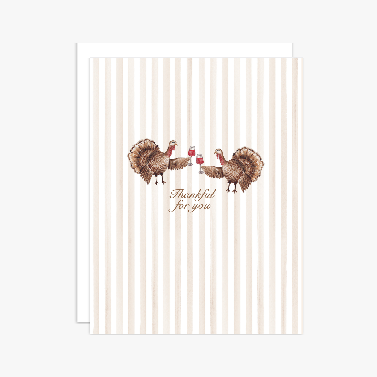 Turkeys with Wine "Thankful for you" Greeting Card