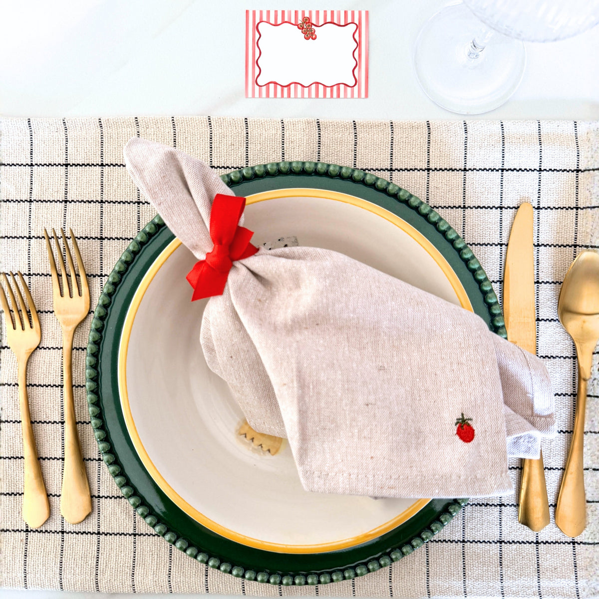 Tomato Embroidered Dinner Napkins