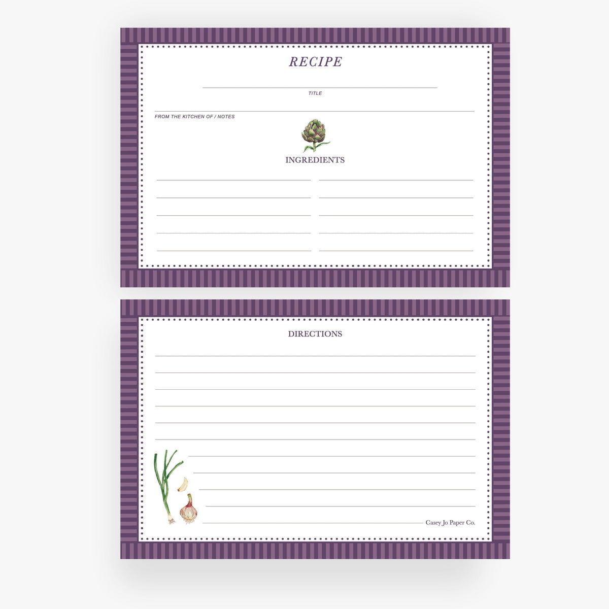 Artichoke Vegetable Recipe Cards