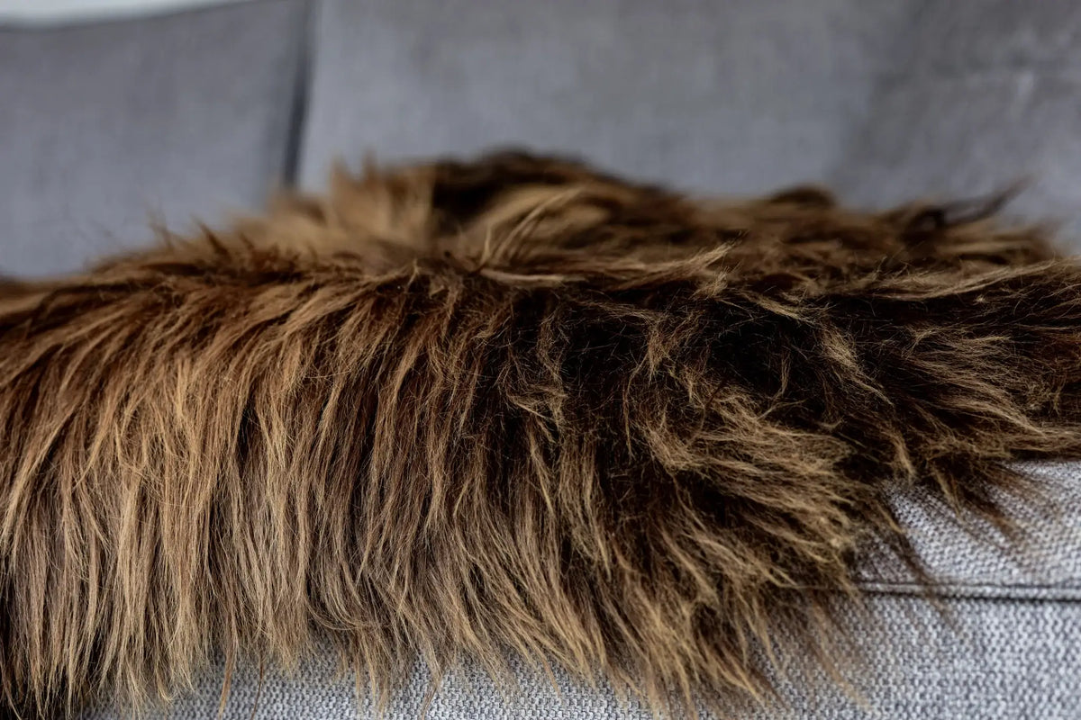 Icelandic Sheepskin -Brown Long Wool 90-100 cm