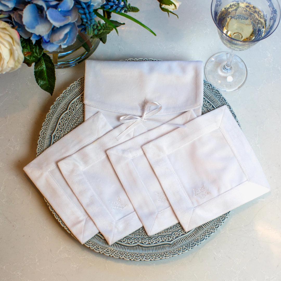 European Velvet Cocktail Napkin Set – Set of 4