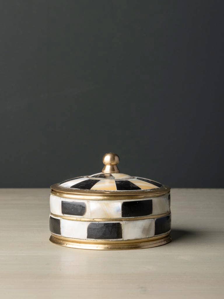 The Antoinette black and white brass box