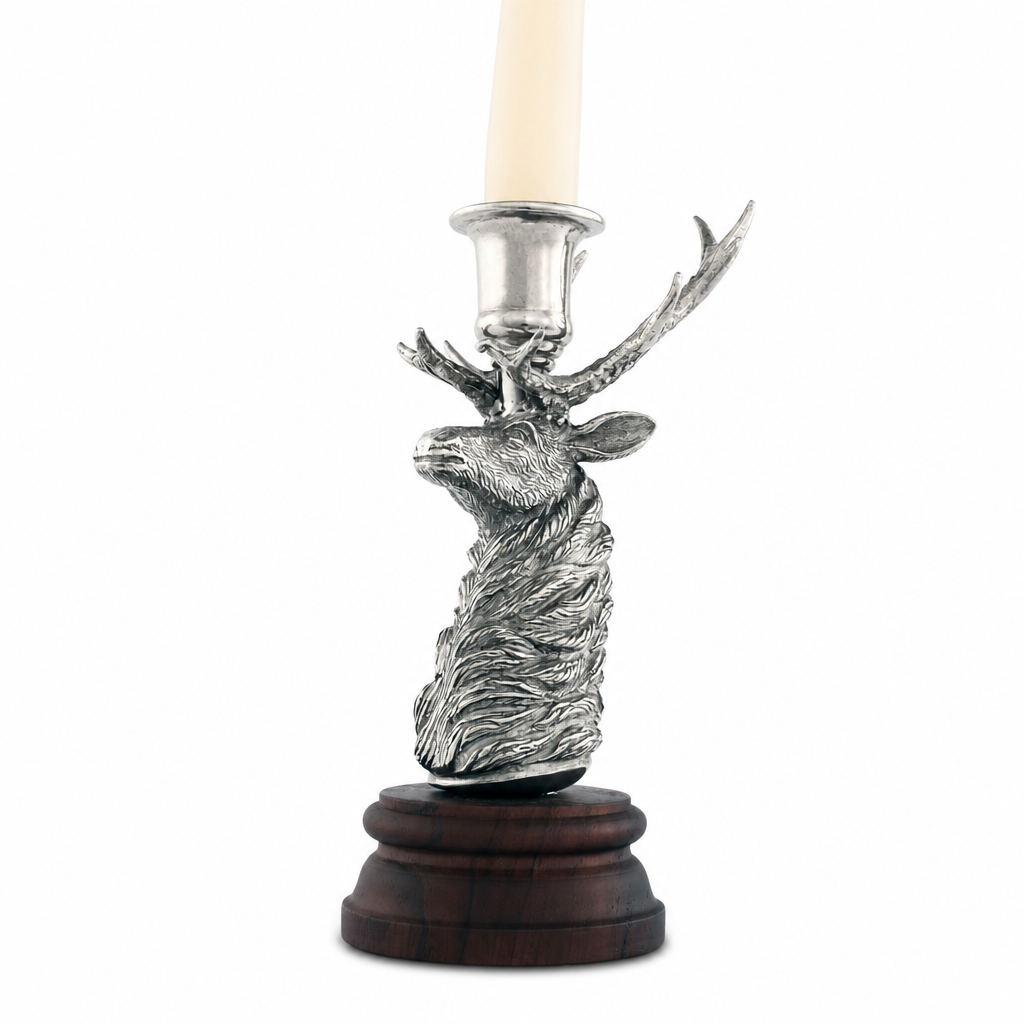 Pewter Elk 1 Taper Candlestick