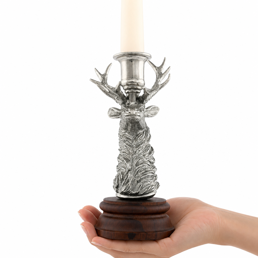 Pewter Elk 1 Taper Candlestick