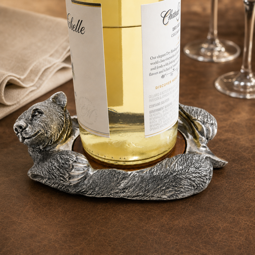 Pewter Bear Rug Wine Coaster