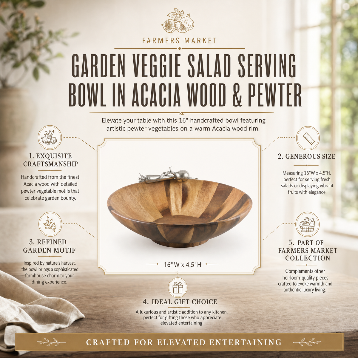 Garden Veggie Salad Serving Bowl