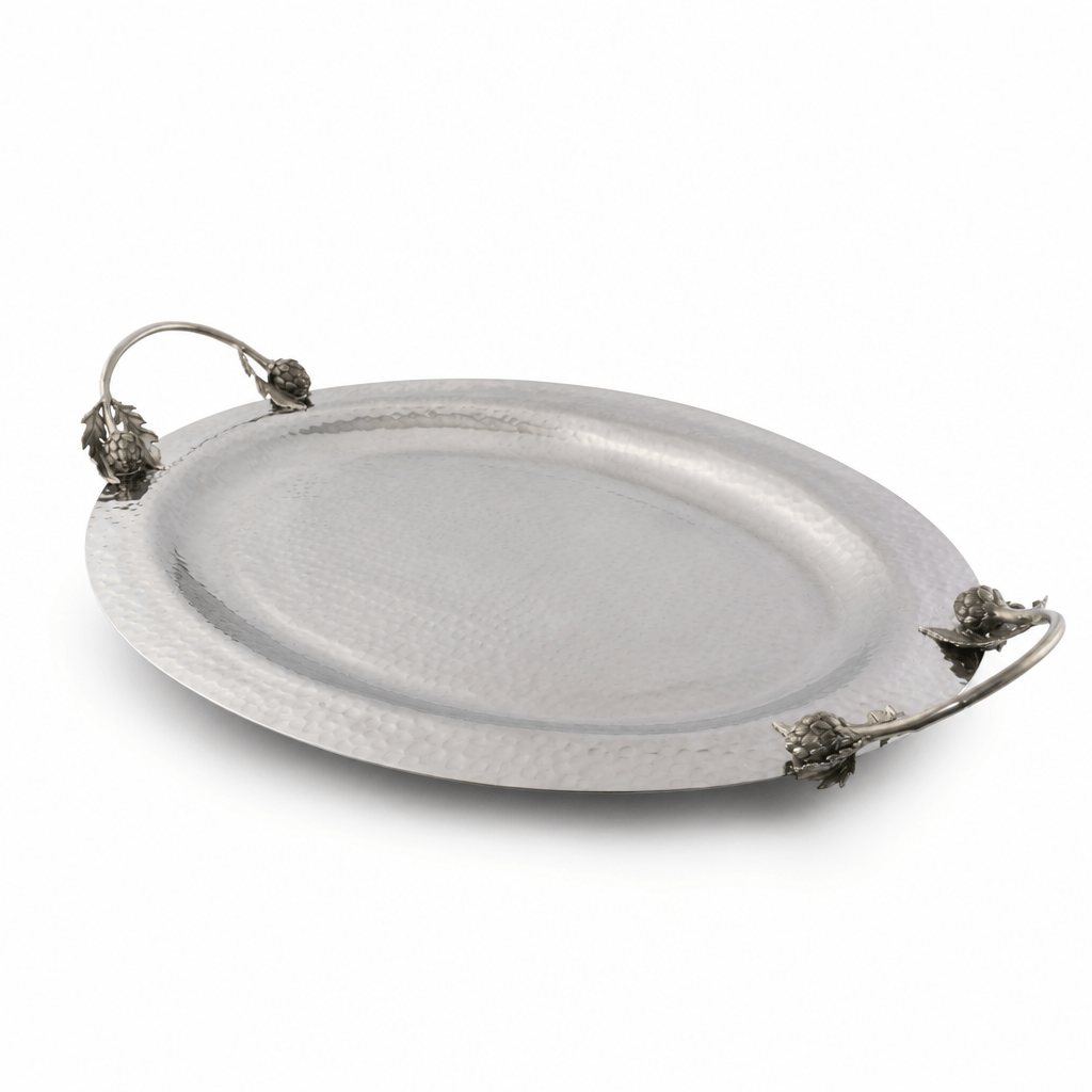 Artichoke Handle Large Steel Serving Tray