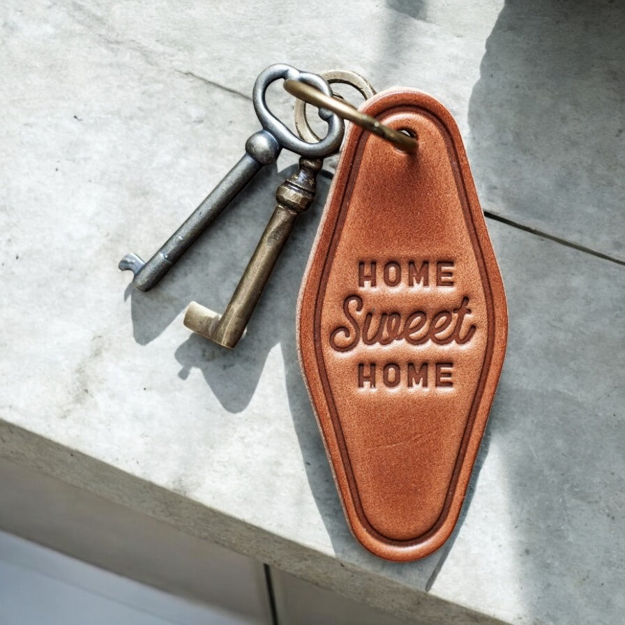 Home Sweet Home Leather Keychain Motel Style