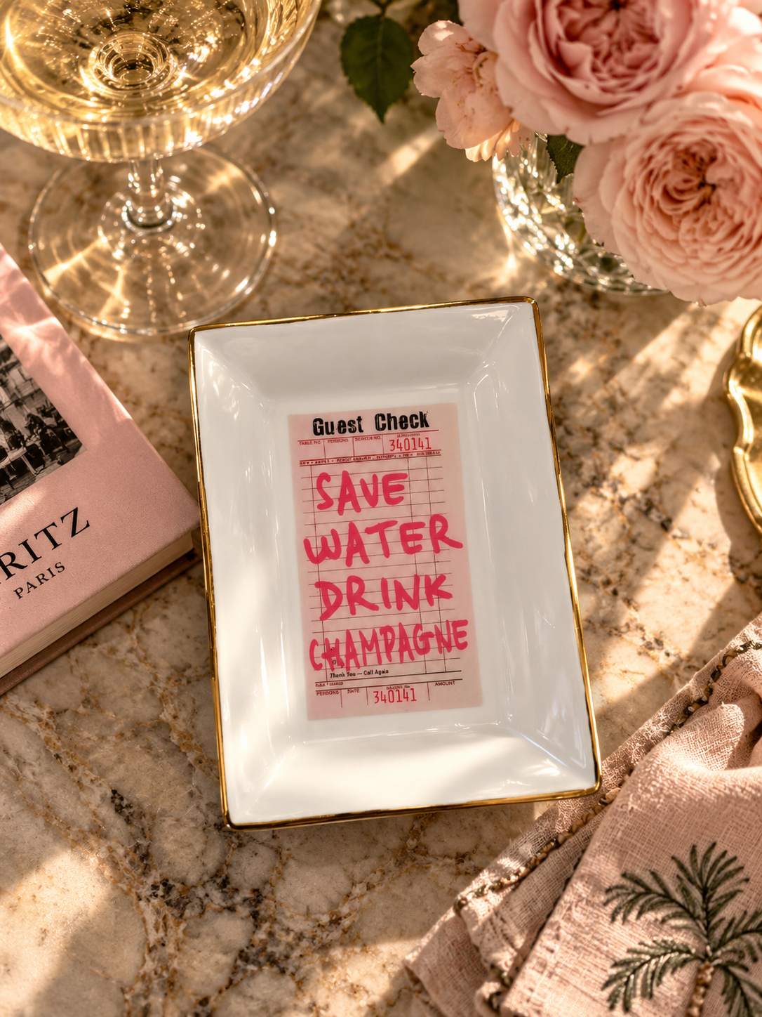 Save water Drink Champagne Trinket Tray