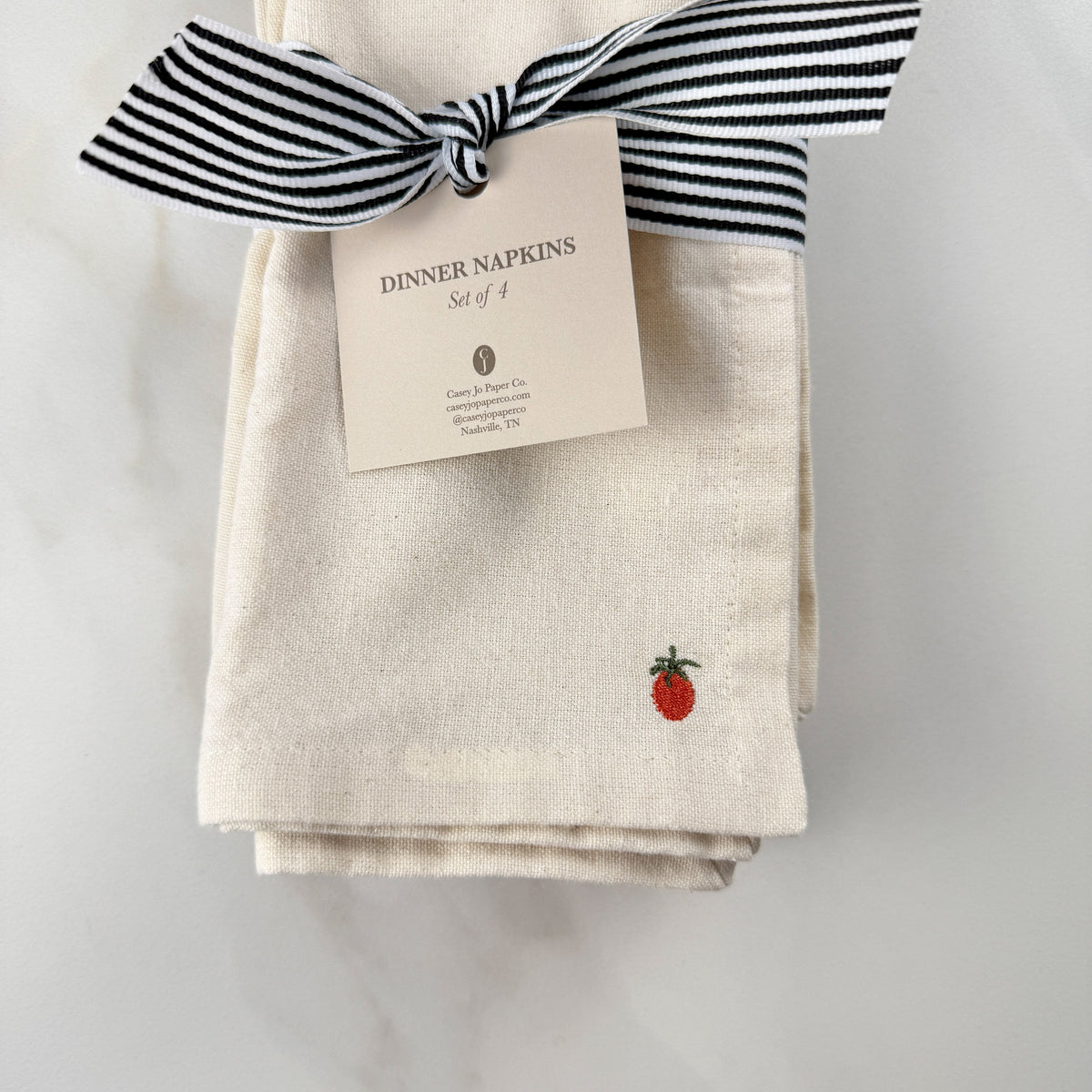 Tomato Embroidered Dinner Napkins