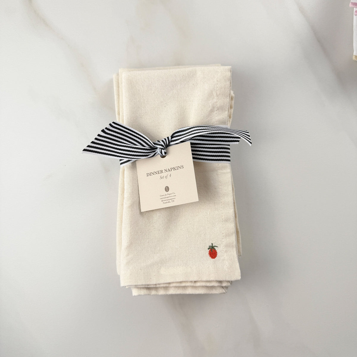 Tomato Embroidered Dinner Napkins