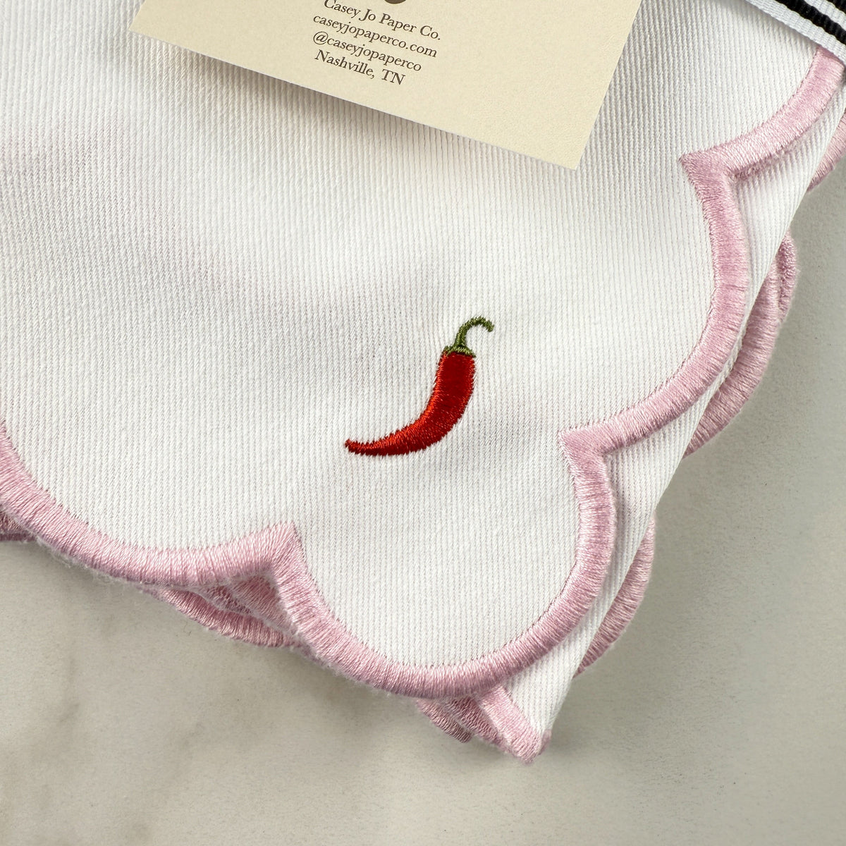 Scalloped Pepper Embroidered Dinner Napkins