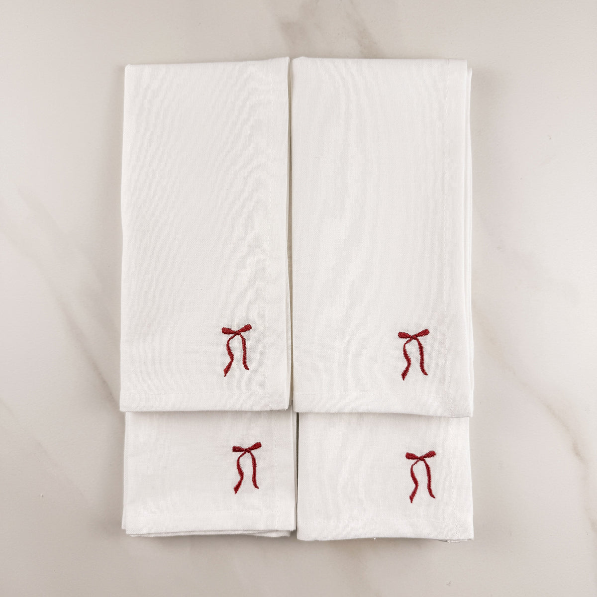 Bow Embroidered Dinner Napkins