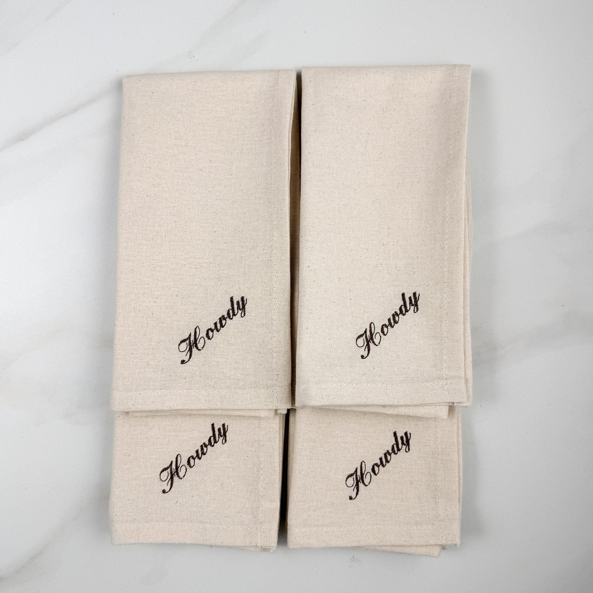 "Howdy" Embroidered Dinner Napkins