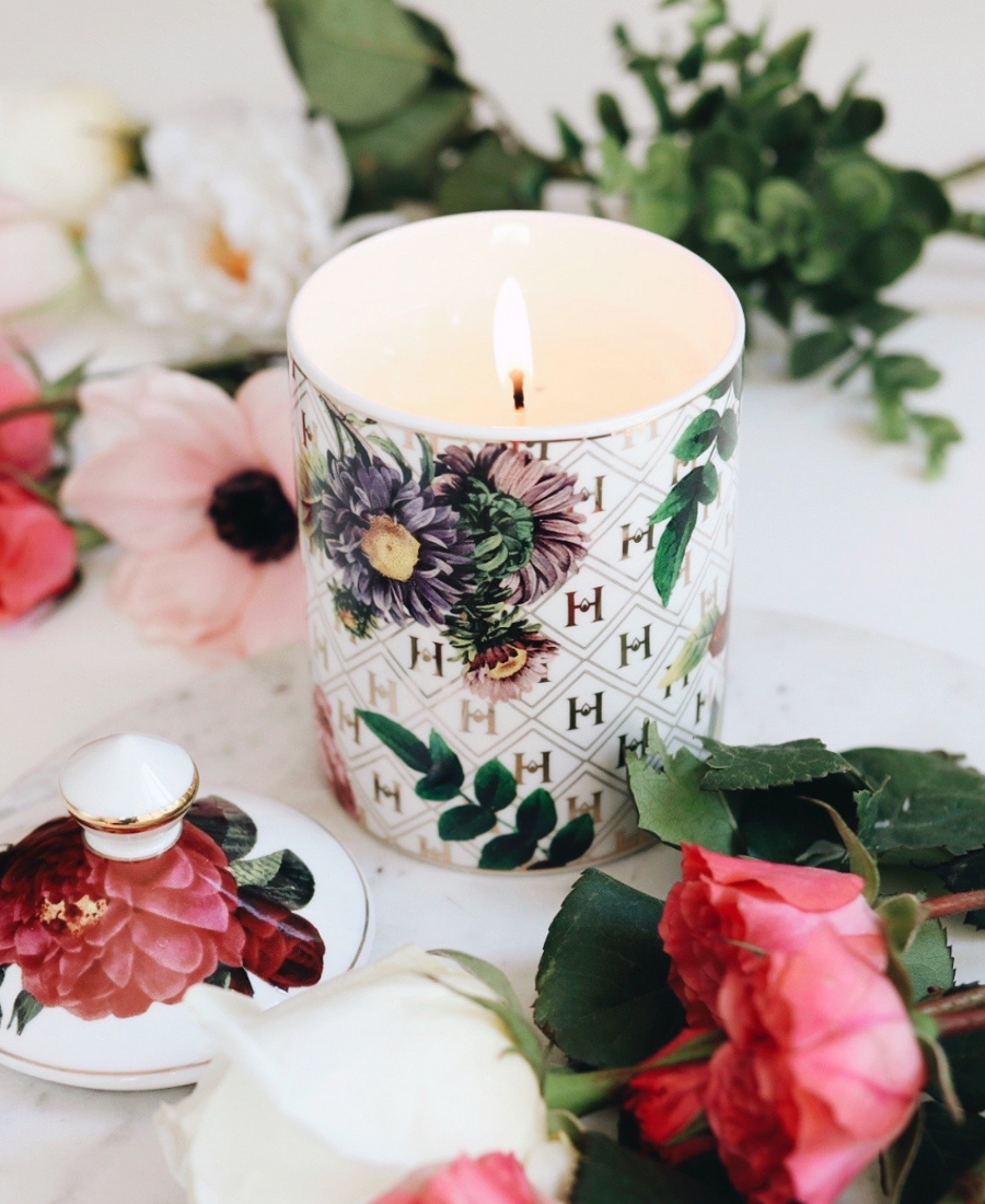 Lady Day White Floral Ceramic Luxury Candle