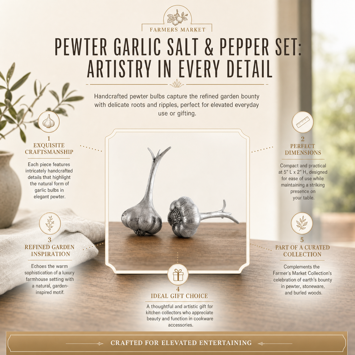 Pewter Garlic Salt & Pepper Set