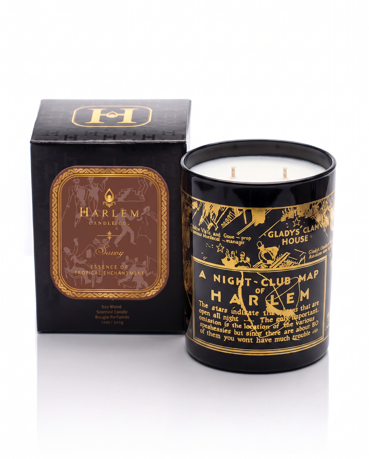 22k Gold Nightclub Map of Harlem Savoy Luxury Candle