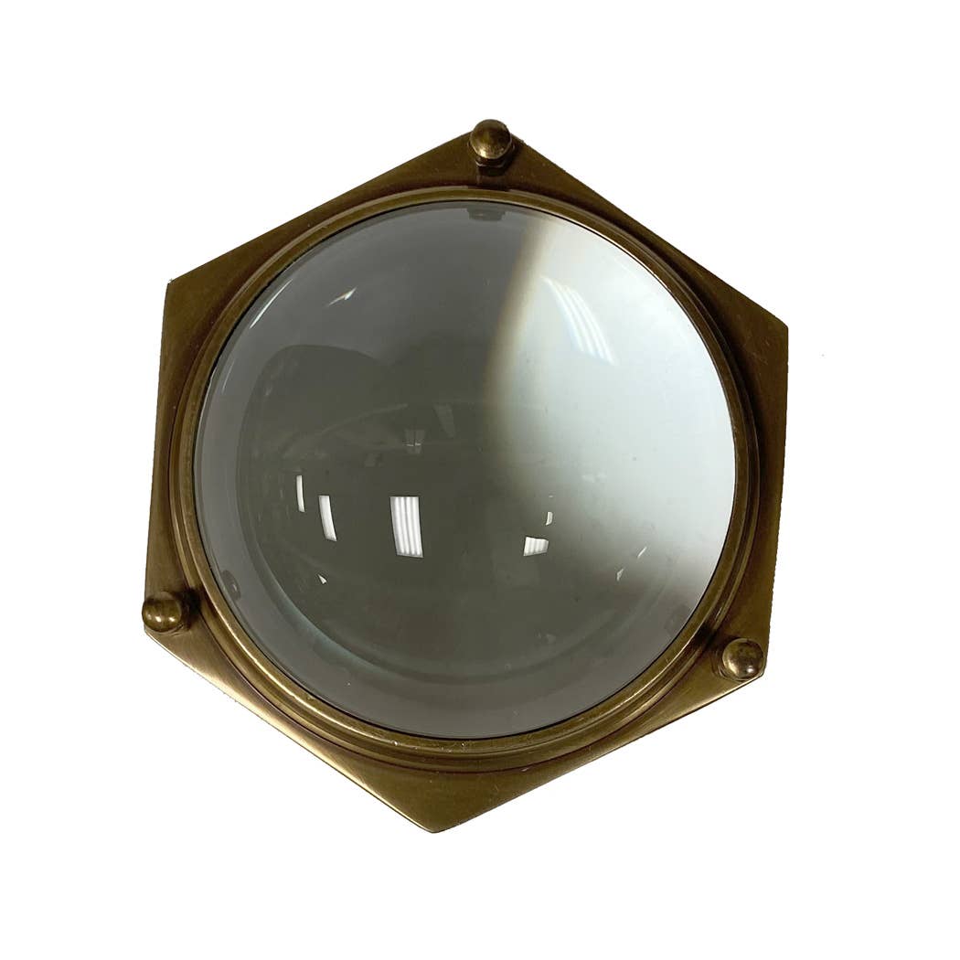 Antiqued Brass Hexagonal Dome Desk Magnifier - Maison and Mer