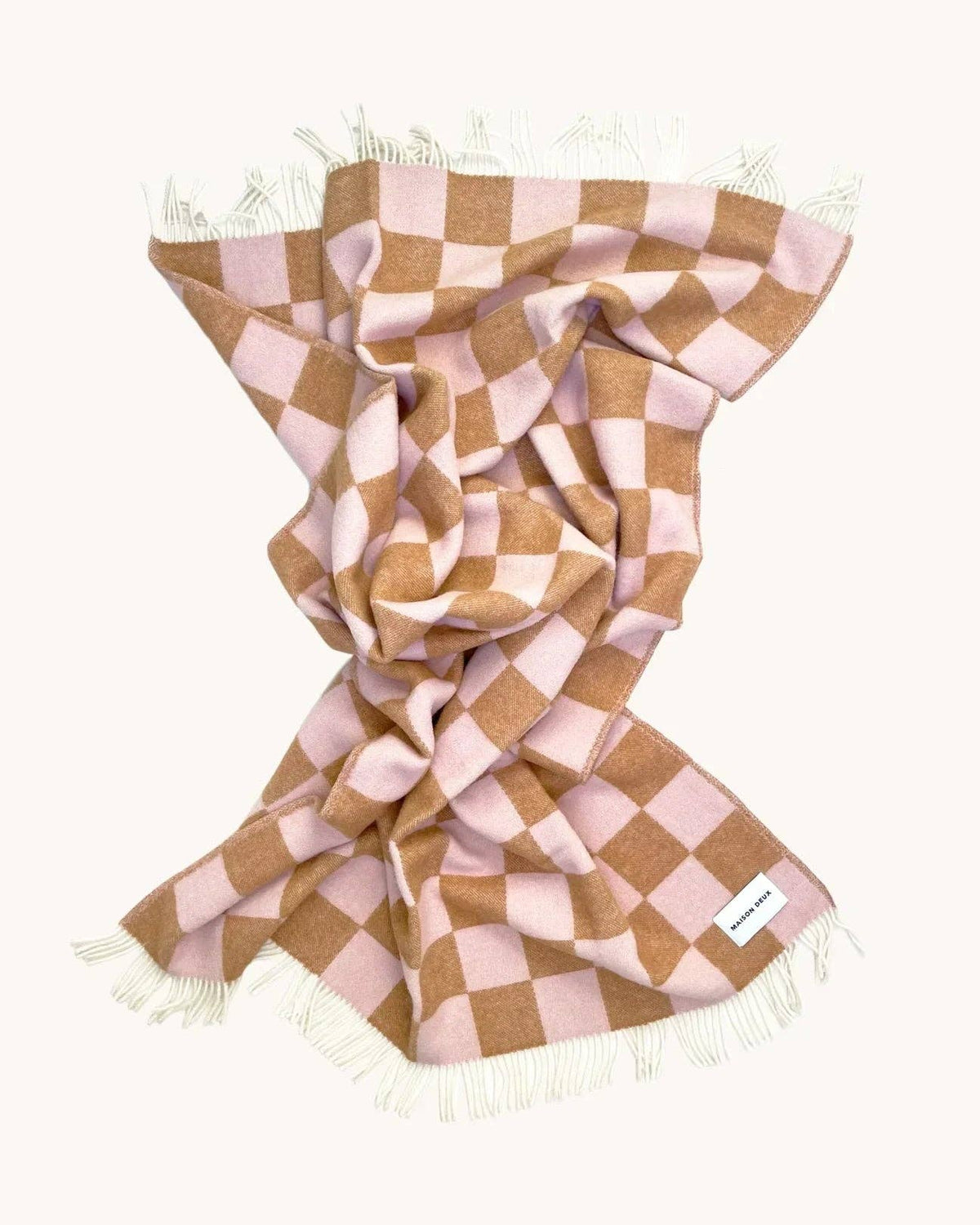 Blanket CHECKERBOARD Terra Brown / Pink 4.25 x 6.5ft