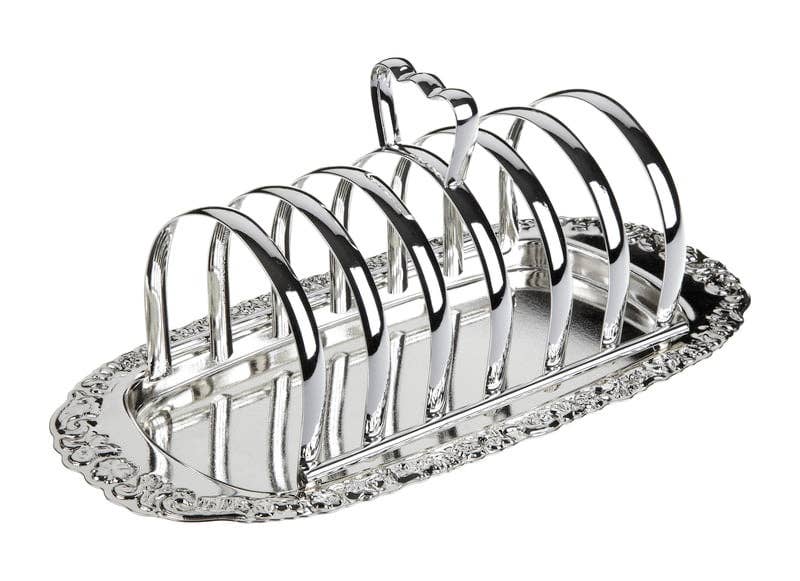 Queen Anne Silver Plated Toast Rack with Handle