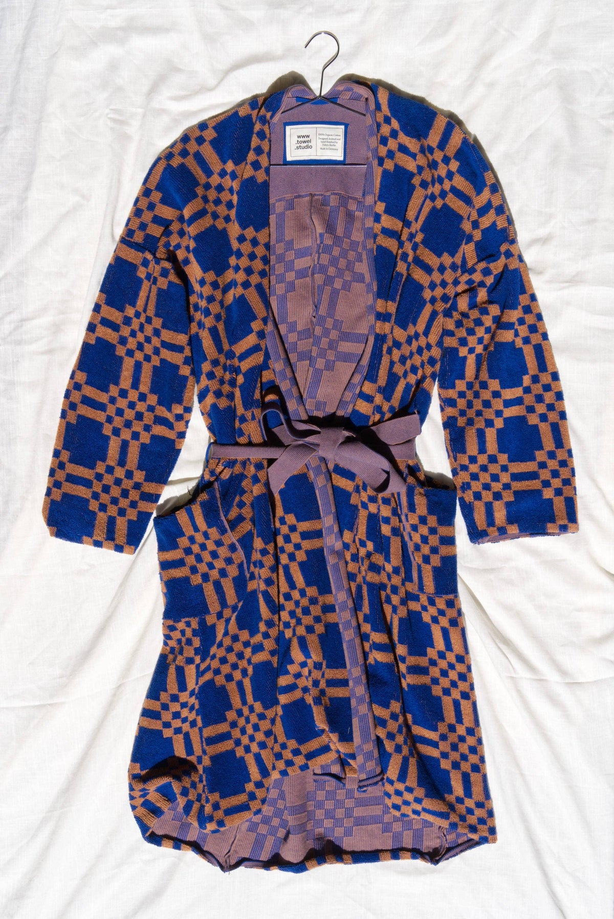 Weave Bathrobe | Azure & Chestnut