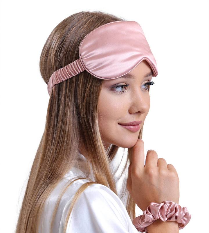 Mascarilla para dormir de seda pura 100 % orgánica - Oro rosa
