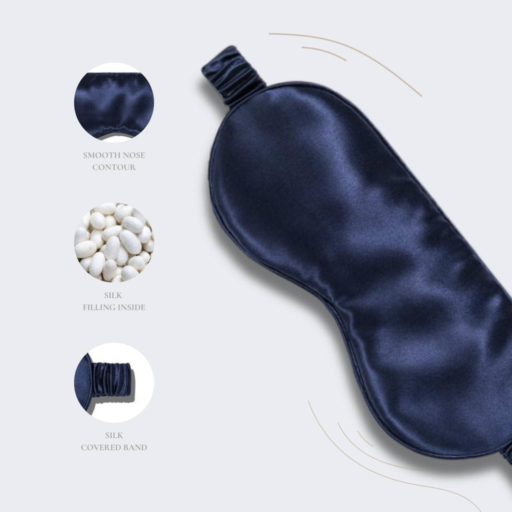 100% Organic Pure Silk Eye Mask - Navy Blue - Maison and Mer