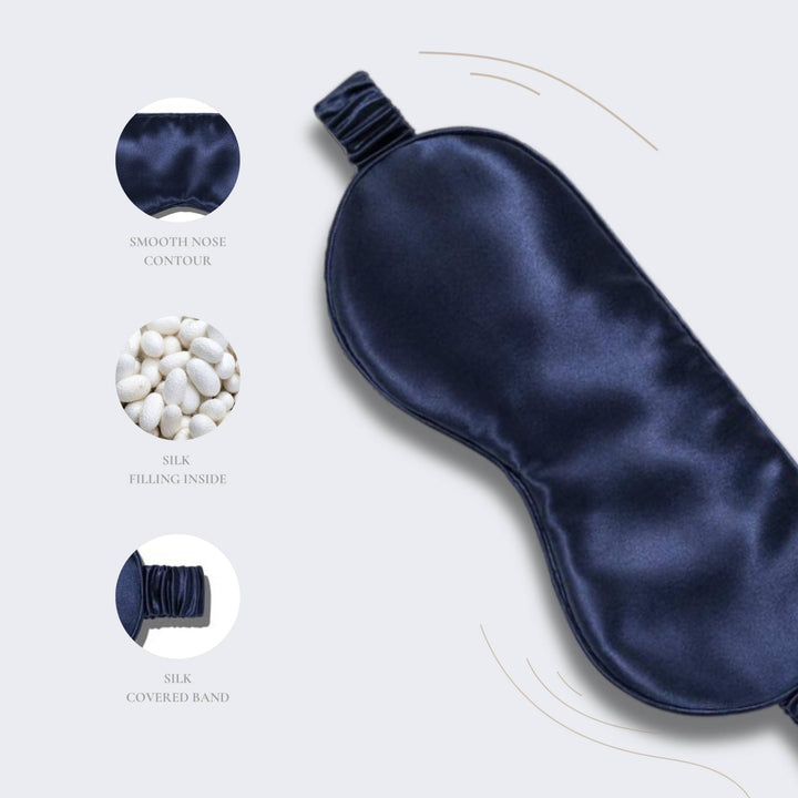 100% Organic Pure Silk Eye Mask - Navy Blue - Maison and Mer
