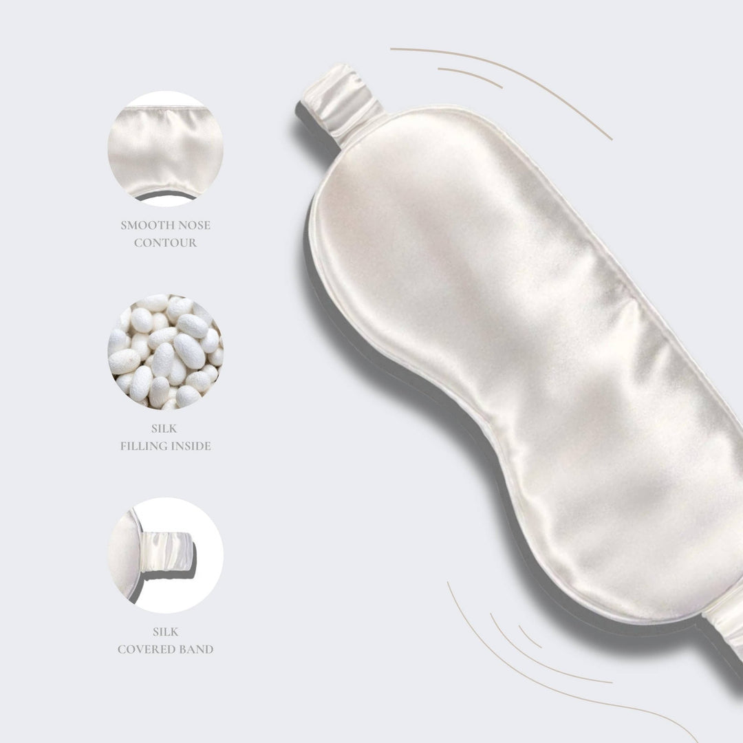 100% Organic Pure Silk Eye Mask - White - Maison and Mer