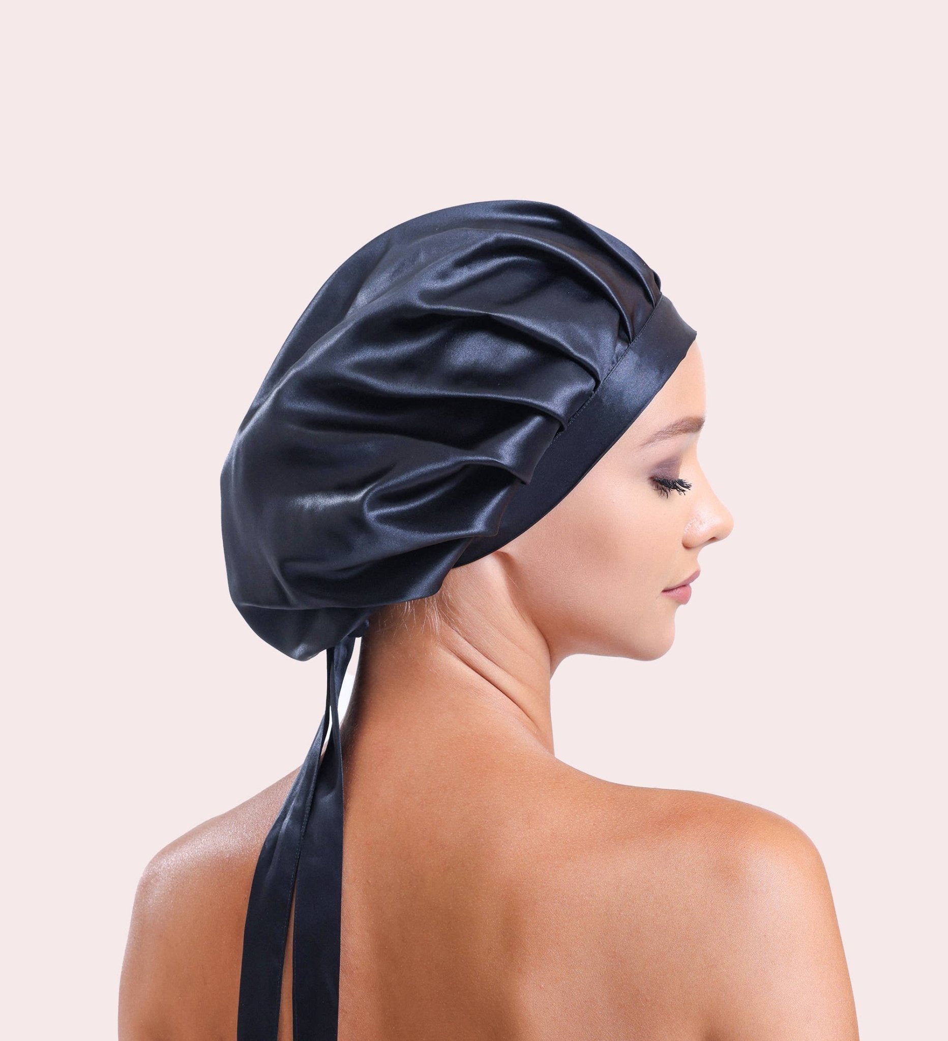 100% Organic Pure Silk Hair Bonnet - Black - Maison and Mer