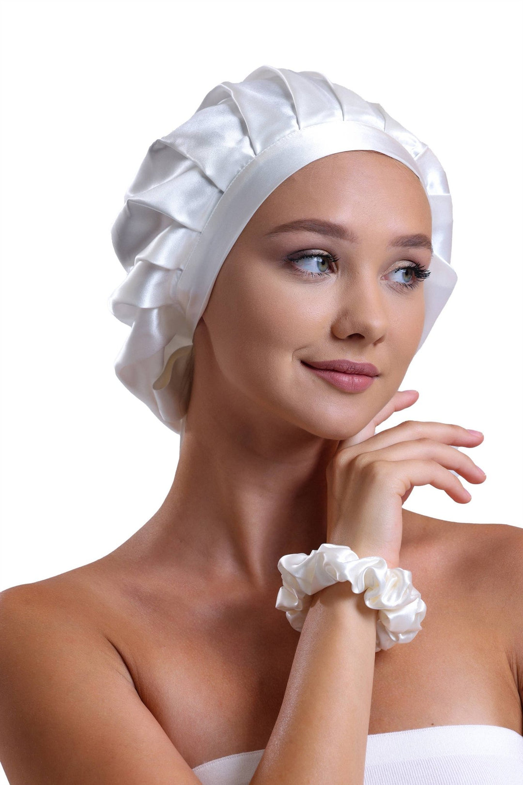 100% Organic Pure Silk Hair Bonnet - White - Maison and Mer
