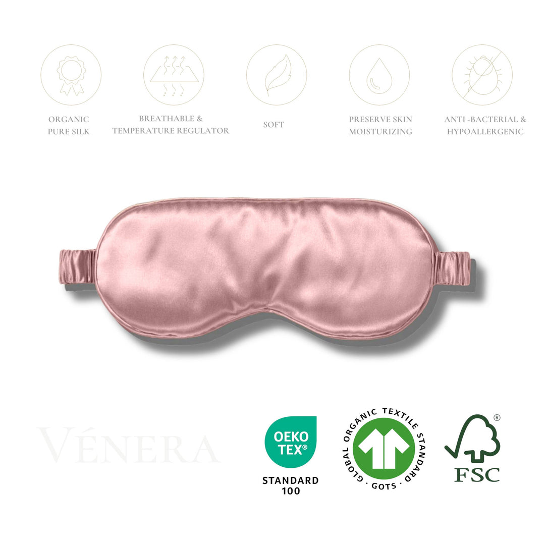 Mascarilla para dormir de seda pura 100 % orgánica - Oro rosa