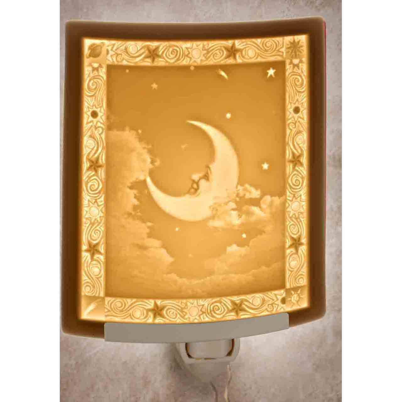 Man in the Moon Porcelain Lithophane Night Light