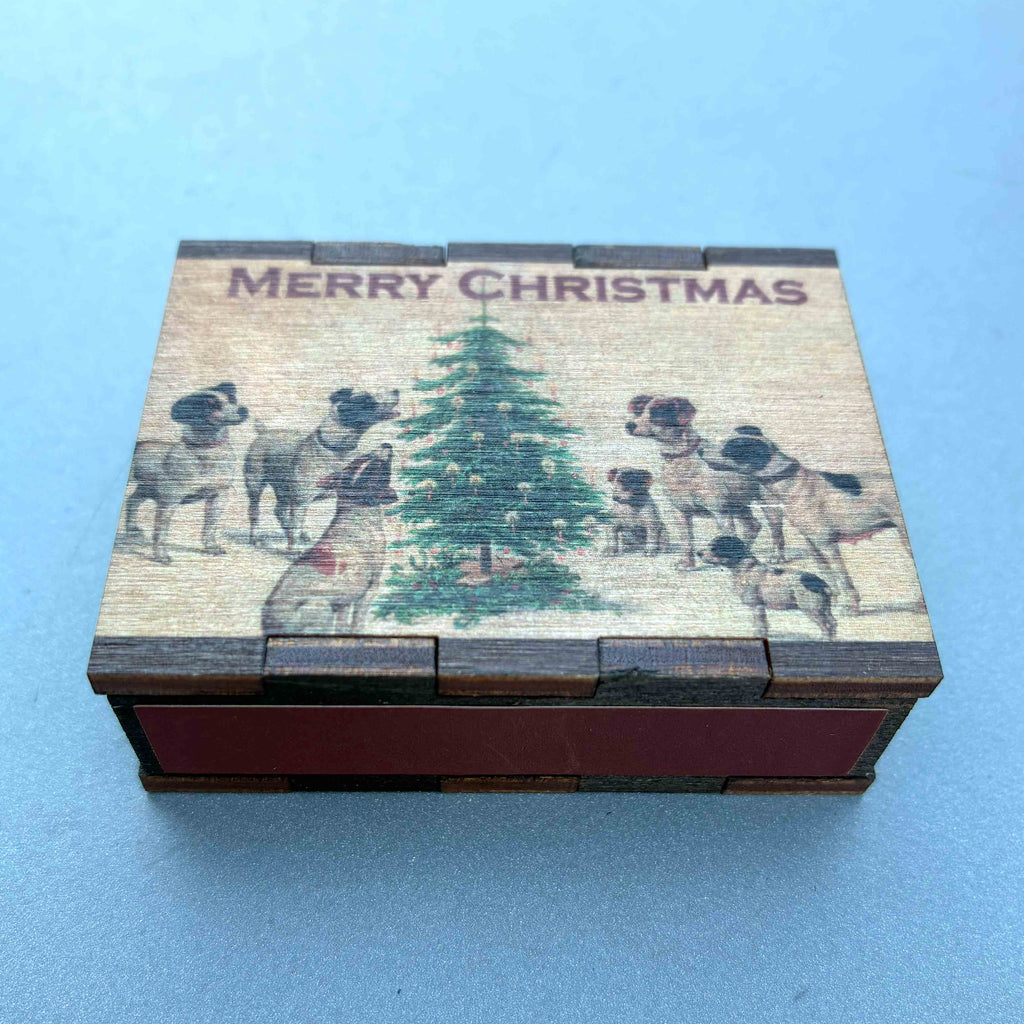 Matches • Christmas Dogs Wooden Matchbox • Stocking Stuffers