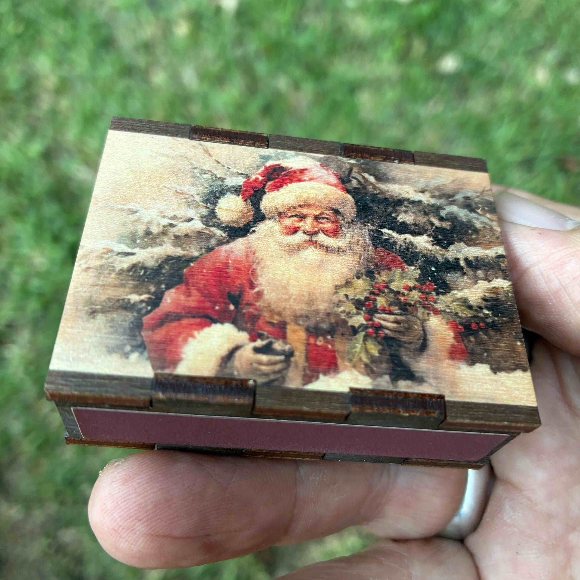 Matches • Christmas Santa Wooden Matchbox •Stocking Stuffers