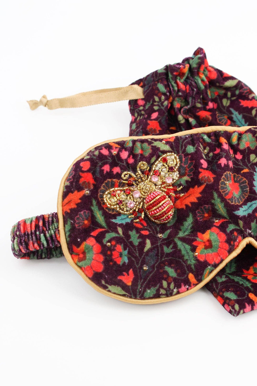 ANTIFAZ PARA DORMIR CON ESTAMPADO DE ABEJA ROSA Y DORADO