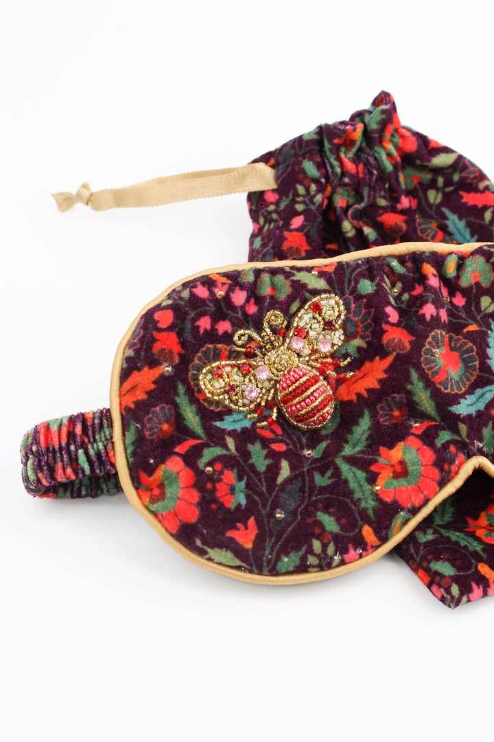 ANTIFAZ PARA DORMIR CON ESTAMPADO DE ABEJA ROSA Y DORADO