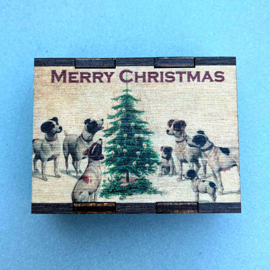 Matches • Christmas Dogs Wooden Matchbox • Stocking Stuffers