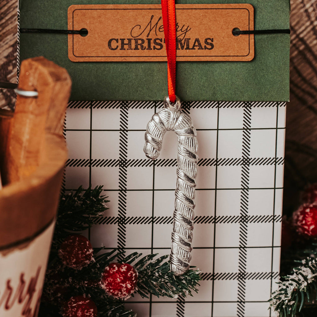 Pewter Christmas Tree Ornament-Candy Cane - Fireplace