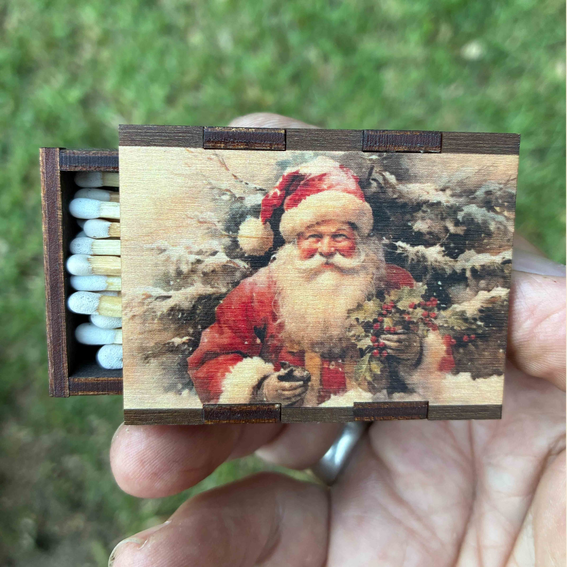 Matches • Christmas Santa Wooden Matchbox •Stocking Stuffers
