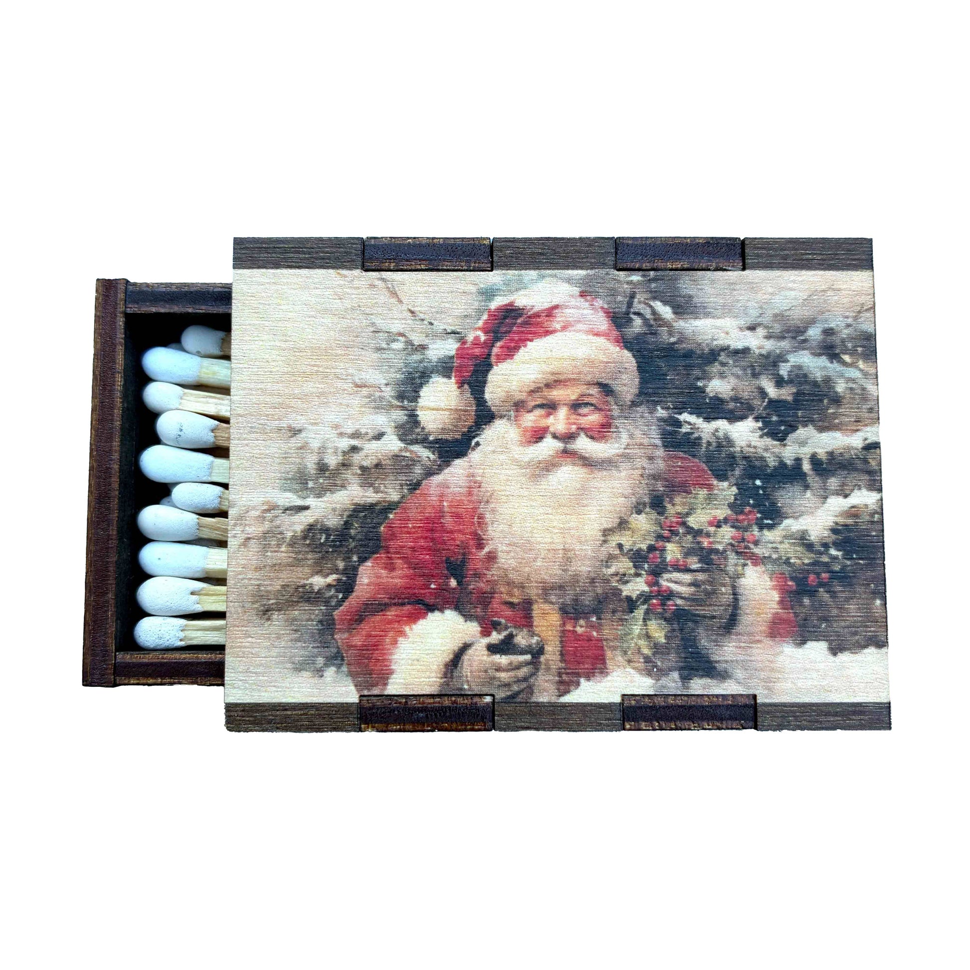Matches • Christmas Santa Wooden Matchbox •Stocking Stuffers