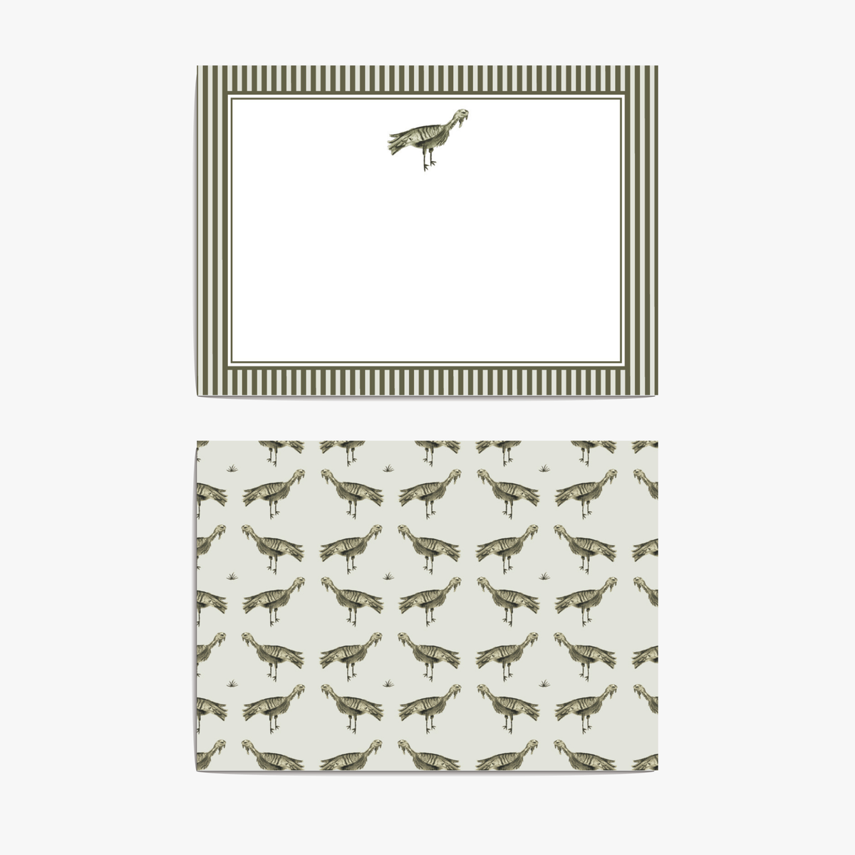 Tonal Turkeys Notelets in Olive