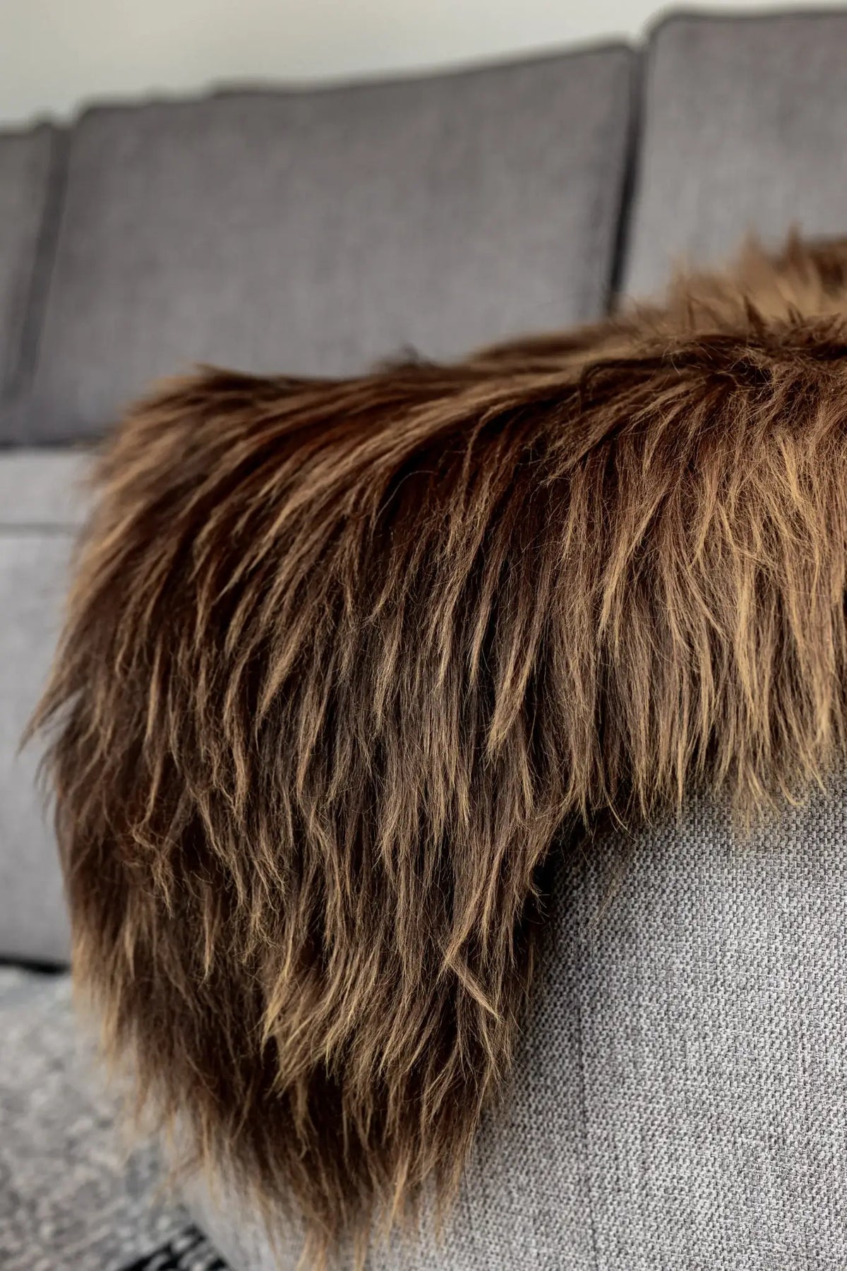Icelandic Sheepskin -Brown Long Wool 90-100 cm