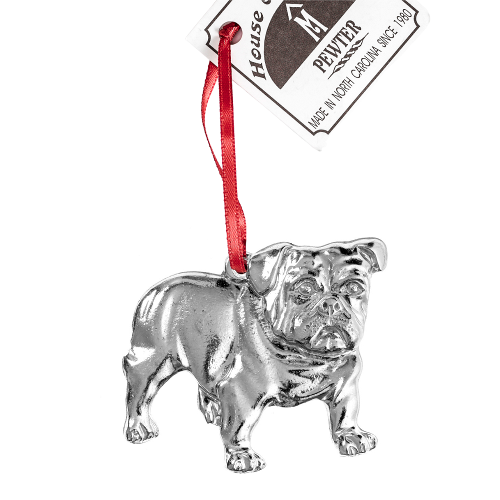 Bulldog Pewter Christmas Ornament