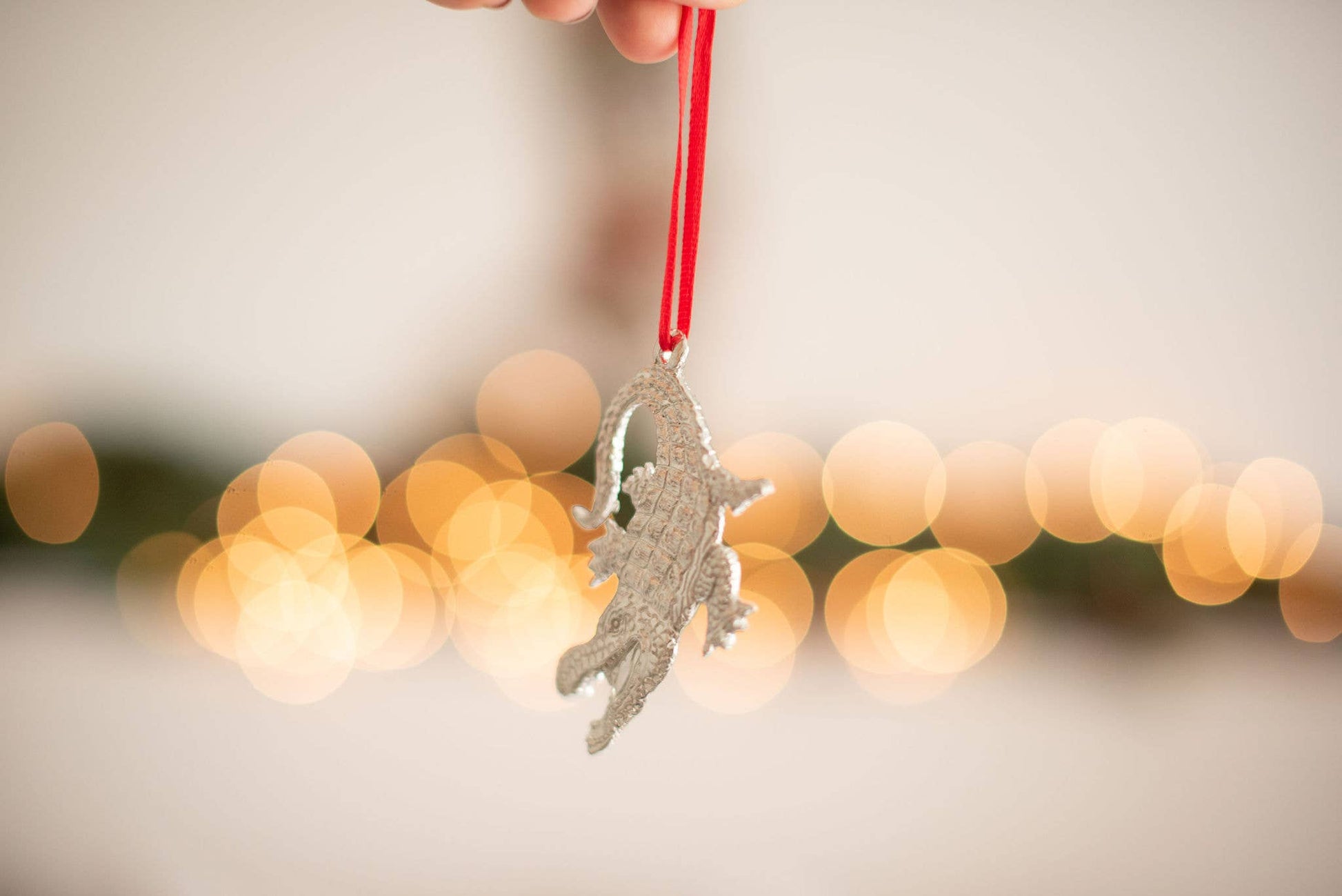 Pewter Alligator Ornament