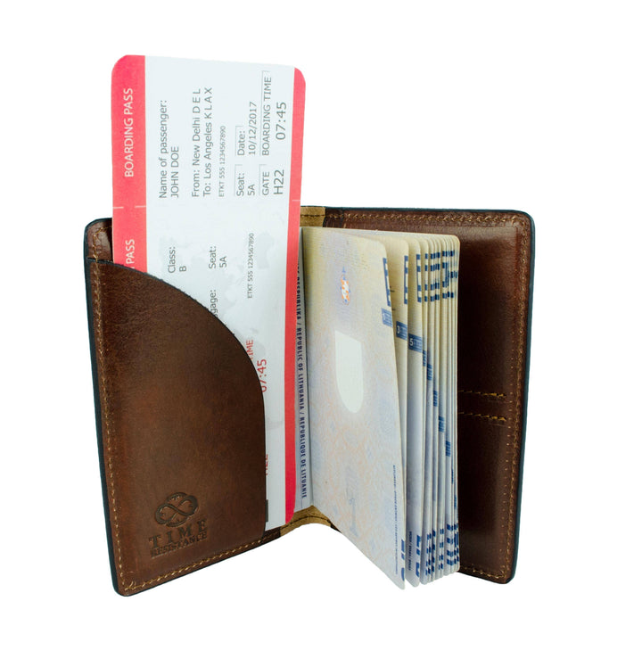 Funda para pasaporte de cuero marrón - Los viajes de Gulliver
