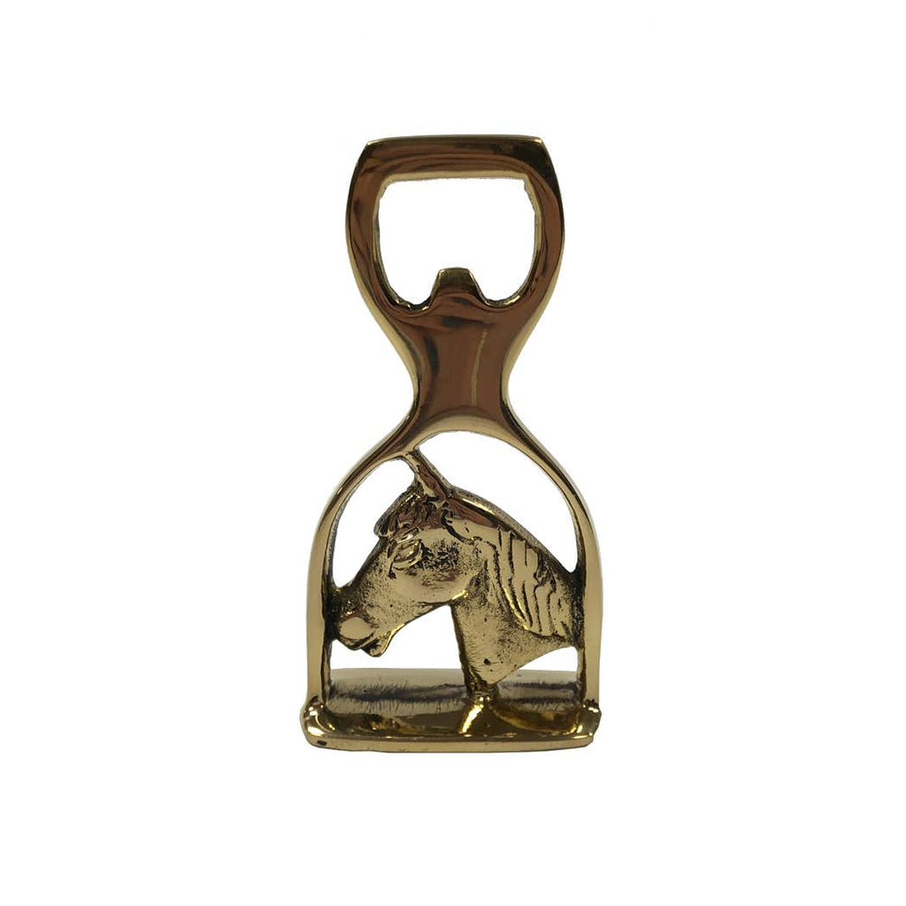 4 - 1/2" Solid Brass Horse Head and Stirrup Bottle Opener - Maison and Mer