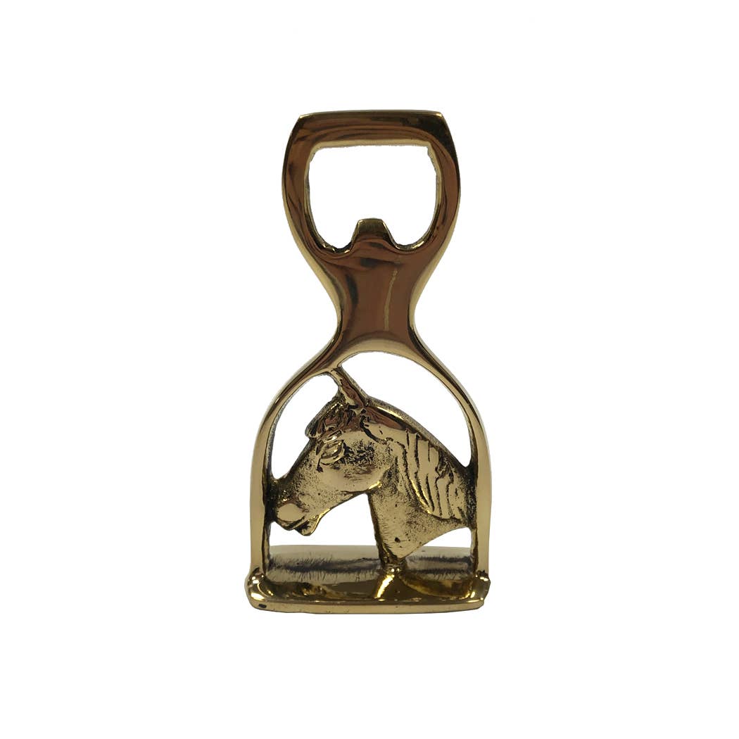4 - 1/2" Solid Brass Horse Head and Stirrup Bottle Opener - Maison and Mer