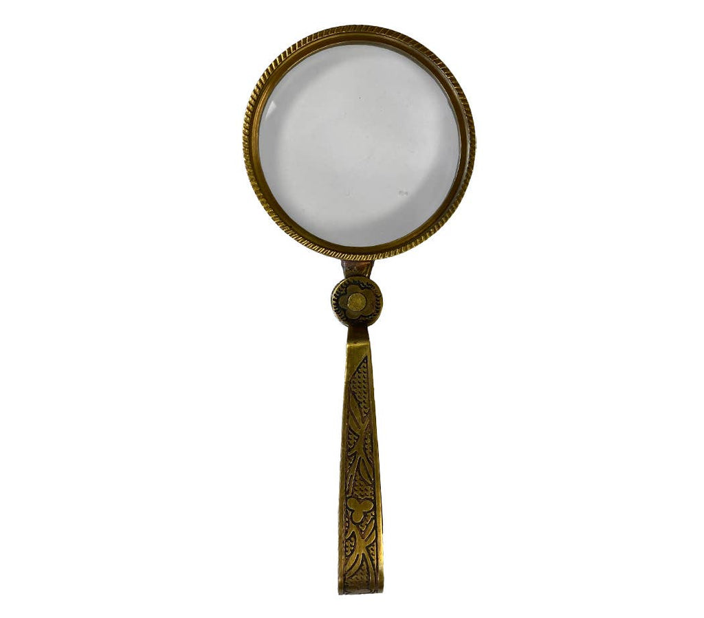 4 - 3/4" Antiqued Brass Magnifying Glass with Folding Handle - Maison and Mer