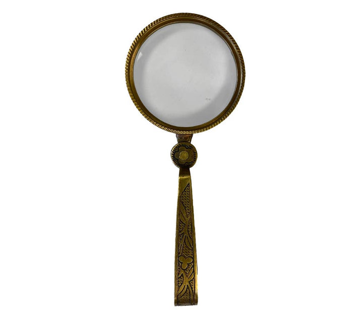 4 - 3/4" Antiqued Brass Magnifying Glass with Folding Handle - Maison and Mer